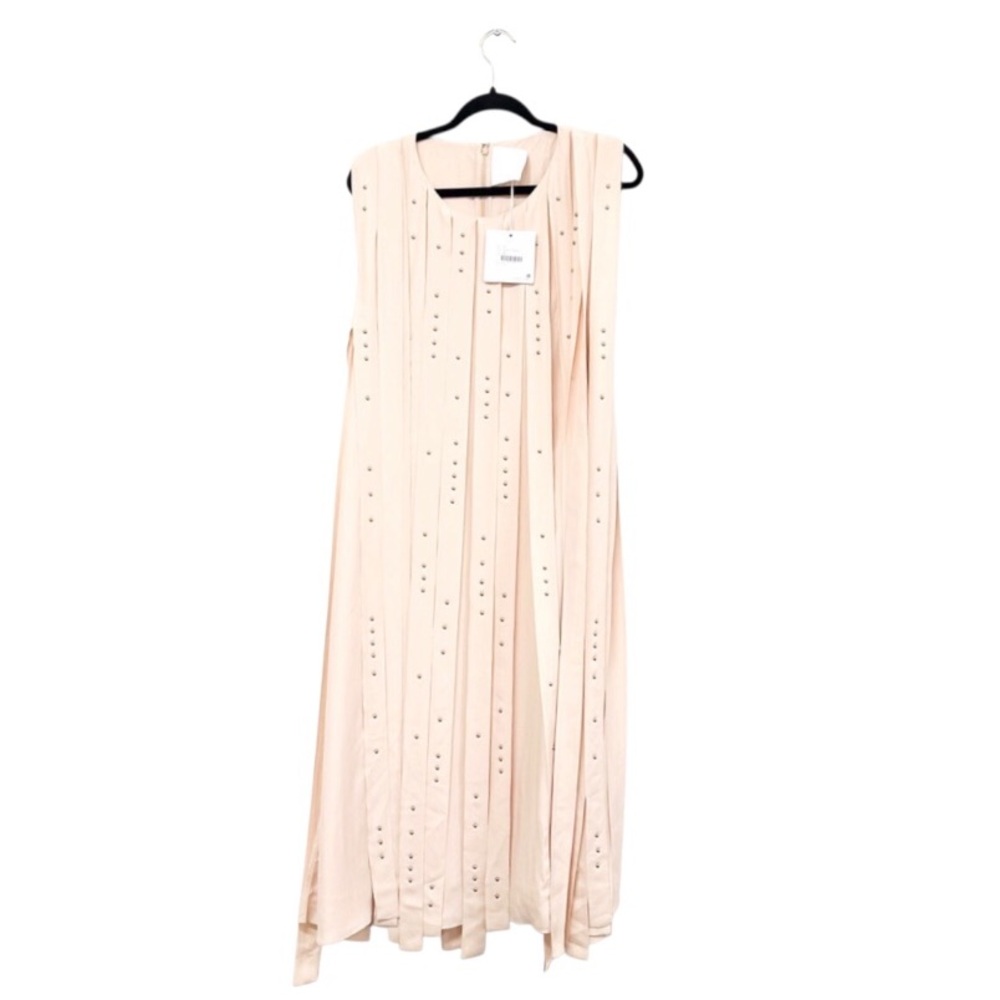 NWT.Stunning MANTU Elegant Cream Sleeveless Midi Dress. Show stopper! MSRP $2270